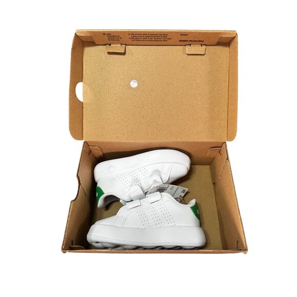 Adidas Advantage CF I Toddler Shoes White & Green Size 8K Easy Strap Tennis Snea - Picture 6 of 7